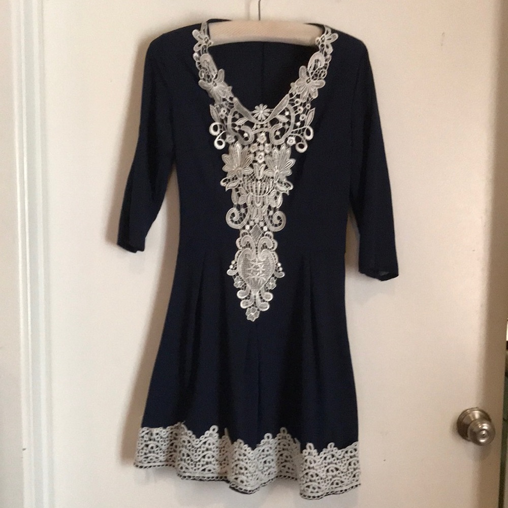 Navy blue dress.